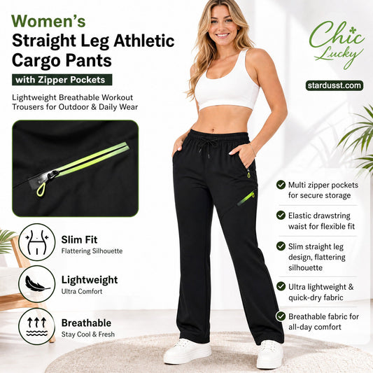 🔥SALE 50% OFF!!🔥Women’s Straight-Leg Cargo Trousers – Elastic Waist, 6-Pocket Casual Pants for Work, Travel & Everyday Wear 👖✨ 3