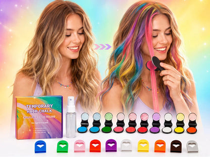 🔥50% OFF🌈12-Color Temporary Hair Chalk Applicator Set