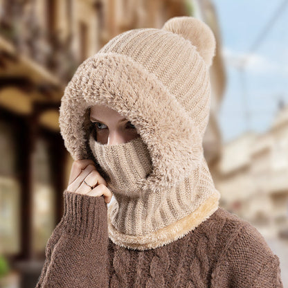 Bonnet Écharpe et Masque 3-en-1 Tricoté d'Hiver pour Femmes