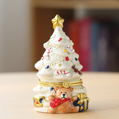 Boîte à Bijoux en Céramique en Forme de Sapin de Noël