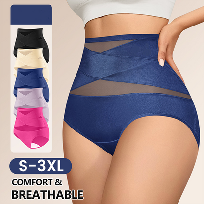 🌸  Special Price £14.99 ! 🔥Buy 1 Get 1 Free🎁Plus-Size High-Waist Cross Tummy Control Panties