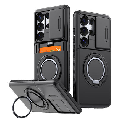 📱Limited Time Offer £14.99! 2‑in‑1 Shockproof Phone Case with Hidden Card Holder, Rugged Hybrid Protective Cover, Slide Camera Cover & 360° Rotatable Ring Stand Heavy‑Duty Phone Shell
