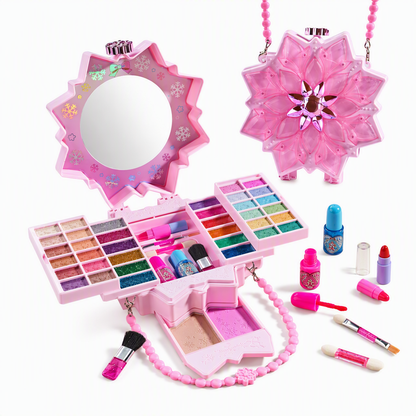 ⏳Time-Limited Special⏰Washable Princess Makeup Set – Kid‑Safe Non‑Toxic Pretend Beauty Toy Gift 👸Non‑irritating, trays & portable case 🎀