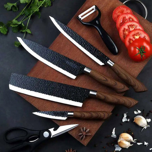 🍴 Stainless Steel Knife Set Block — Professional Kitchen Knives Sharp Durable✨Professional Chef's Knife Set - 6 Pcs Set